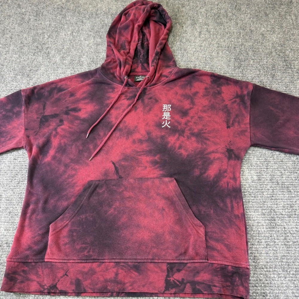 EMPYRE Tie Dye Dragon Graphic Hoodie Crimson Black Size Large Hooded‎ Sweatshirt